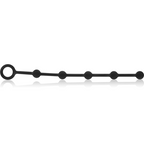 Vue complète des cinq perles anales Korg avec anneau de retrait