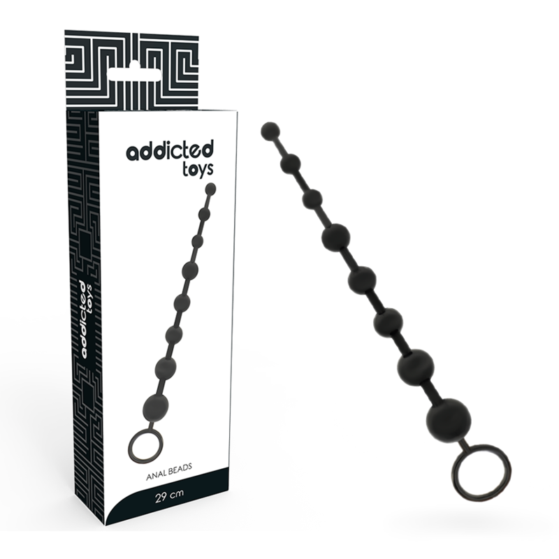 Perles anales progressives noires 29 cm Addicted Toys avec coffret