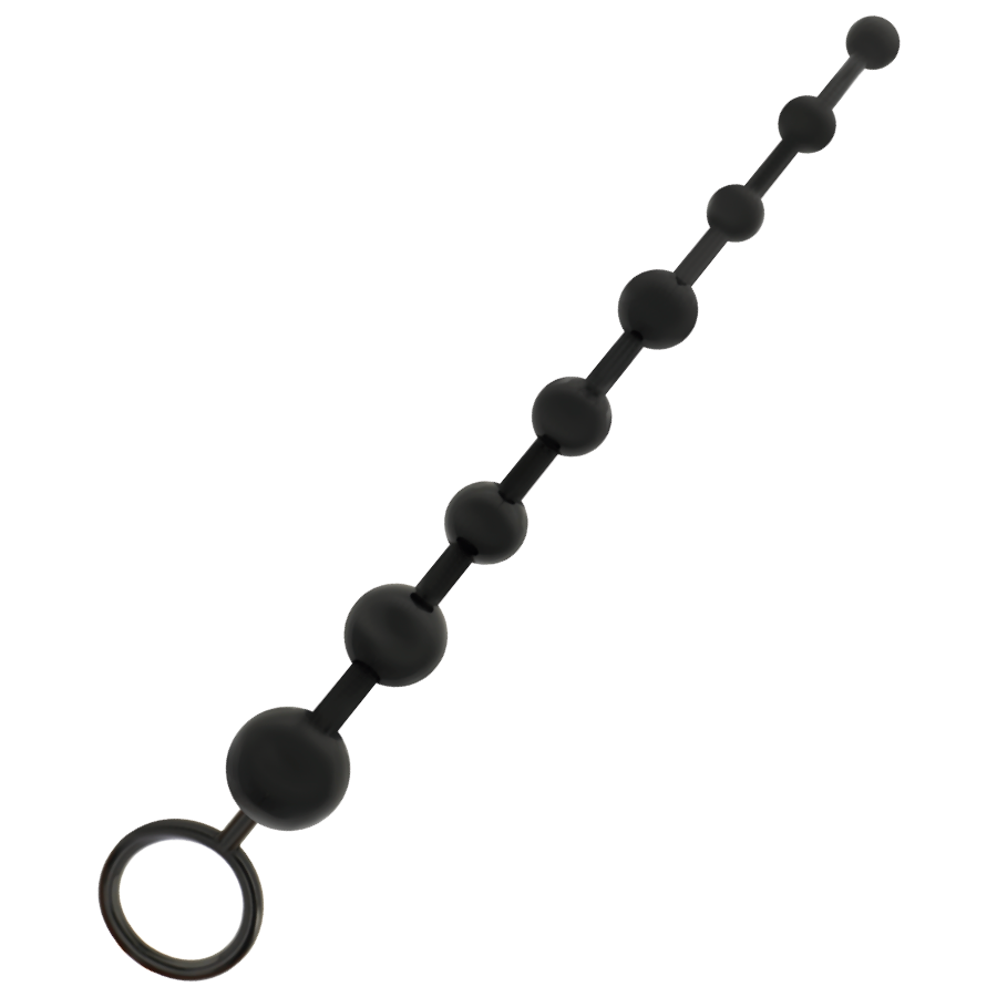 Perles anales souples noires de 29 cm avec anneau de retrait