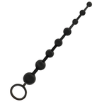 Perles anales souples noires de 29 cm avec anneau de retrait