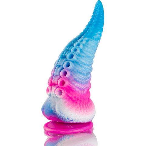Phorcys Epic grande taille – gode tentacule bleu, blanc et rose en silicone avec ventouse