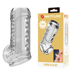 Gaine pénienne texturée transparente Pretty Love avec coffret