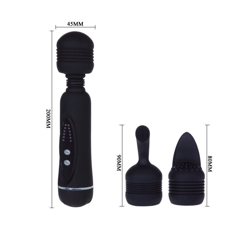 Dimensions Pretty Love Magical Massager : wand 20 cm et embouts interchangeables