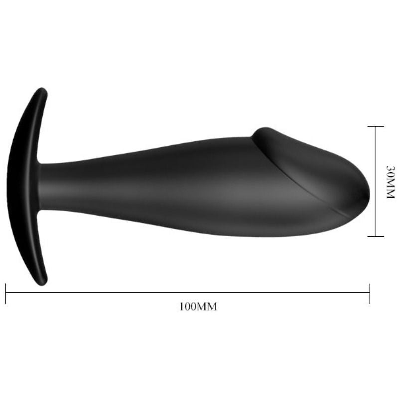 Dimensions du plug anal Pretty Love noir, longueur 10 cm et diamètre 30 mm