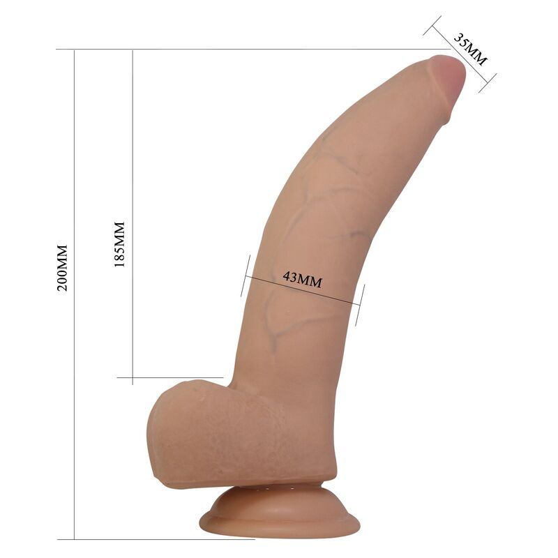 Dimensions du gode réaliste Xander Pretty Love 20 cm avec diamètre jusqu’à 4,3 cm