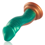 Python Cobra Vert Epic – gode fantasy courbé à reliefs écailles en silicone souple, vue inclinée
