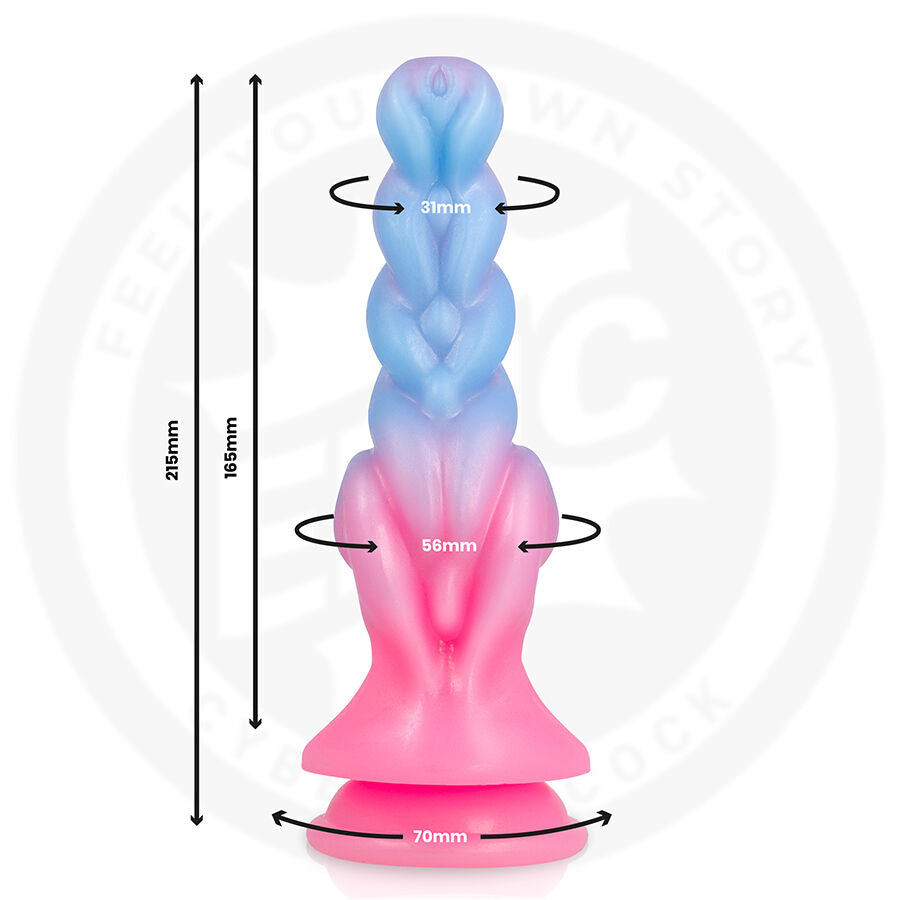 Dimensions Rheona Dawn Epic : 21,5 cm, 16,5 cm insérables, diamètre 31 à 56 mm