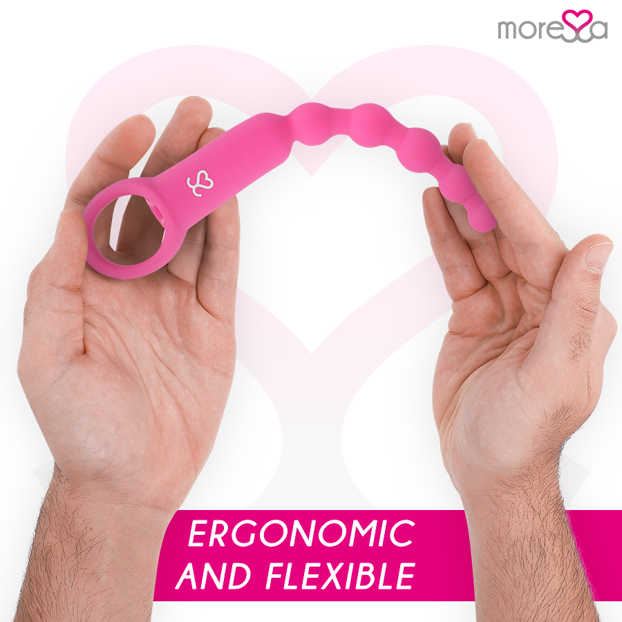 Souplesse et flexibilité des perles anales Ronie Moressa en silicone rose
