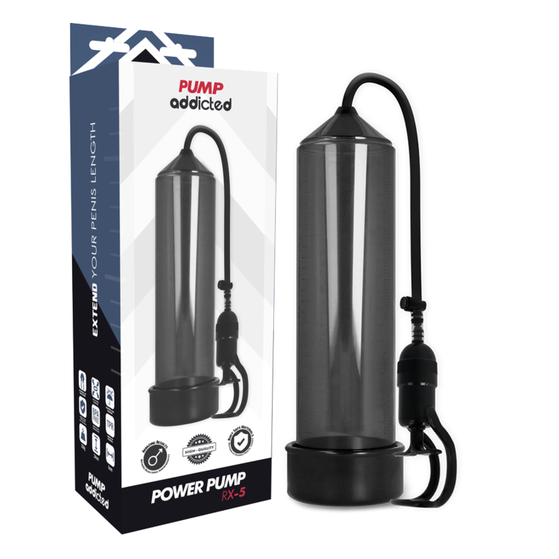 RX5 noir Pump Addicted pompe pénienne manuelle avec coffret