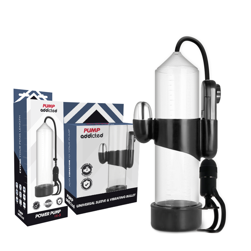 RX5 Pump Addicted pompe pénienne transparente avec vibrateur et accessoires