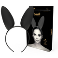 Serre-tête oreilles de lapin noir Coquette Chic Desire présenté avec son emballage