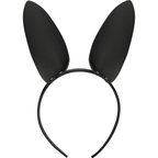 Serre-tête noir à oreilles de lapin en cuir végan Coquette Chic Desire, vue principale sur fond clair