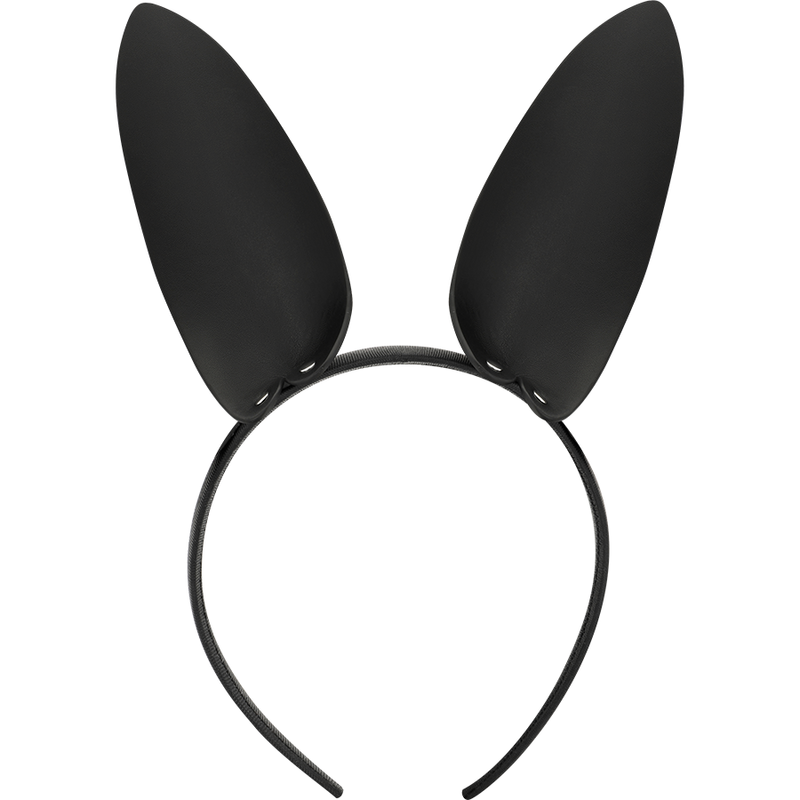 Serre-tête noir à oreilles de lapin en cuir végan Coquette Chic Desire, vue principale sur fond clair