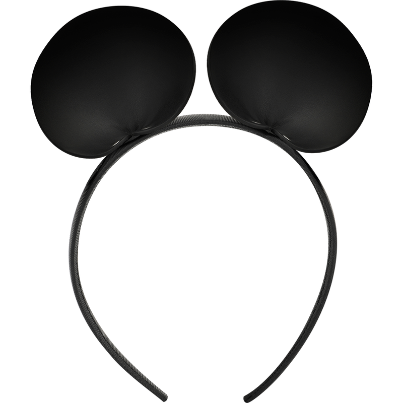 Serre-tête noir avec deux oreilles rondes de souris vues de face