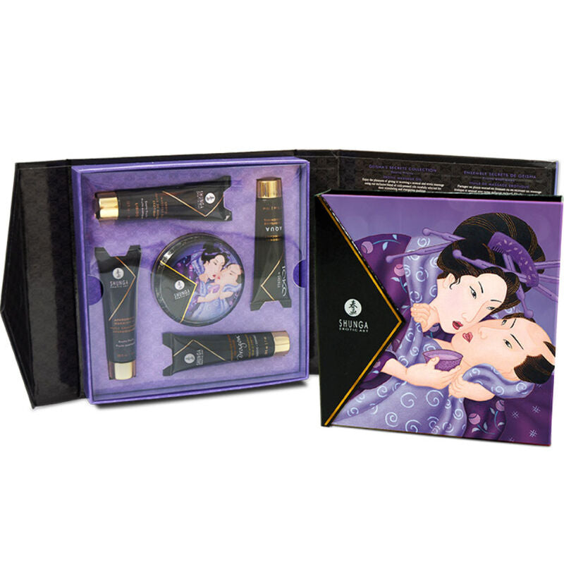 Coffret Shunga Fruits Exotiques ouvert présentant les miniatures