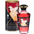 Huile de massage chauffante Shunga Fraises et Cava 100 ml avec flacon rose et étui