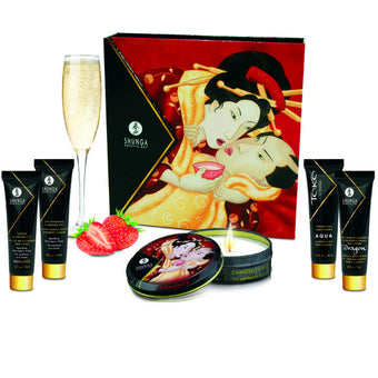 Kit Secret Geisha Fraises & Cava – Coffret 5 soins Shunga