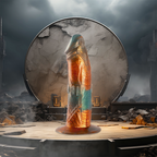 Talos Epic – gode fantasy orange et turquoise 22,5 cm avec ventouse dans un décor mythologique
