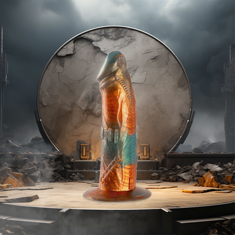 Talos Epic – gode fantasy orange et turquoise 22,5 cm avec ventouse dans un décor mythologique
