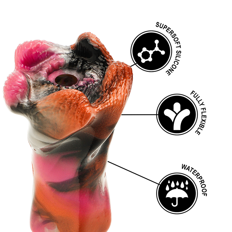 Caractéristiques du masturbateur Telemus Cyclops Epic : silicone Supersoft, entièrement flexible et waterproof