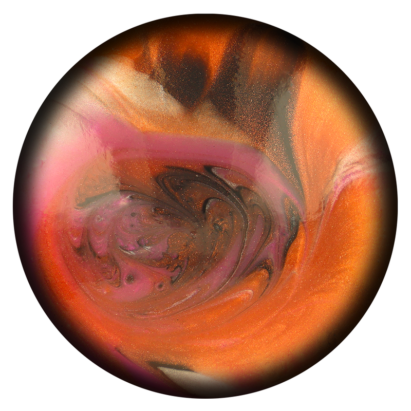Détail de la finition marbrée rose, orange, noire et argent du masturbateur Telemus Cyclops Epic