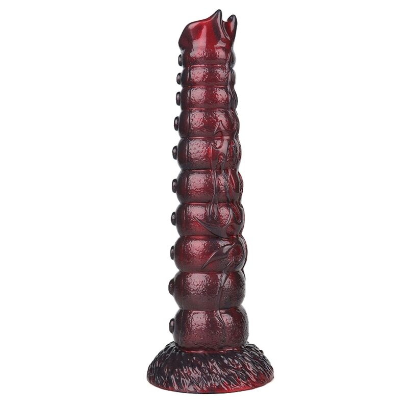 Vue du Voidclaw Brute Power Monsters en silicone violet sombre et noir avec reliefs segmentés et base ventouse