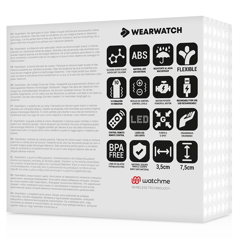 Caractéristiques WearWatch Watchme 7 vibrations USB étanche silicone