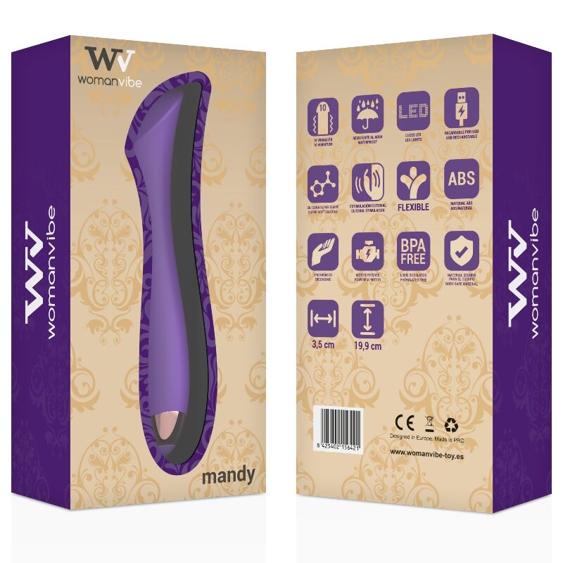 WomanVibe Mandy Point K – coffret violet et or avec caractéristiques
