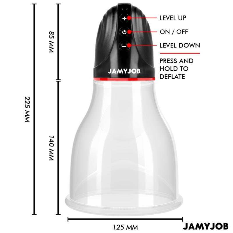Dimensions de la pompe à testicules Xpand Lite Jamyjob
