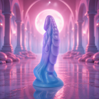 Zafiria Lunar Glow Epic, gode fantasy bleu et violet dans un décor lunaire sans texte